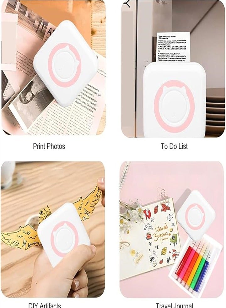 Comes with 13 rolls of paper, thermal label printer, portable mini photo printer, rechargeable bluetooth inkless printer for Android and iOS smartphones - Image 2