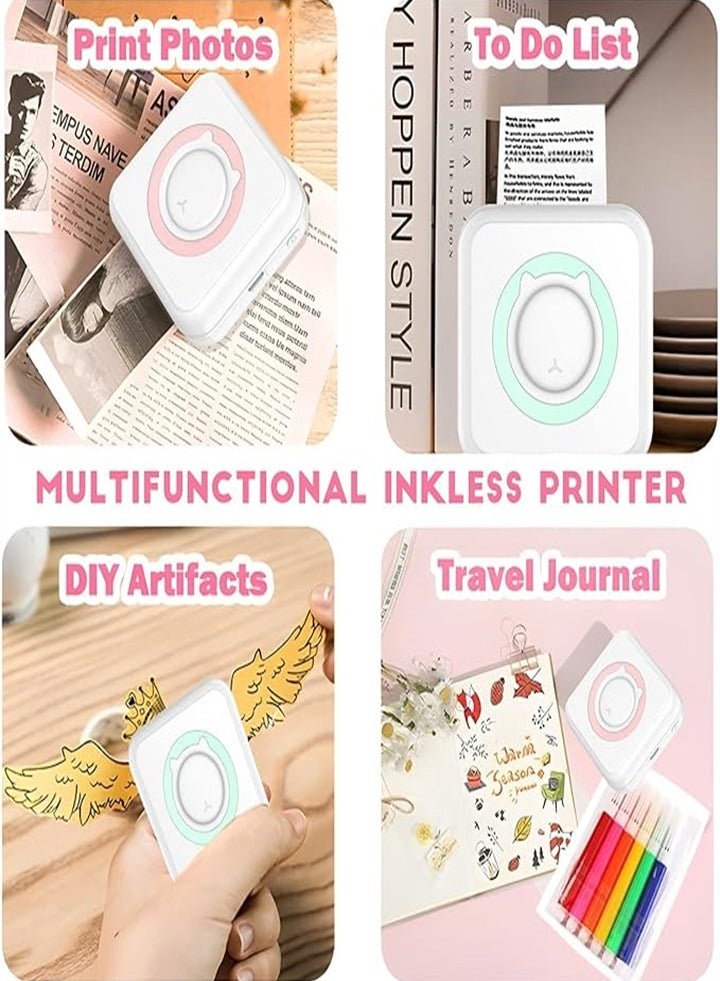 Comes with 13 rolls of paper, thermal label printer, portable mini photo printer, rechargeable bluetooth inkless printer for Android and iOS smartphones - Image 4