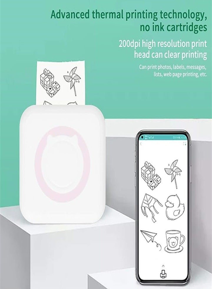 Comes with 13 rolls of paper, thermal label printer, portable mini photo printer, rechargeable bluetooth inkless printer for Android and iOS smartphones - Image 5
