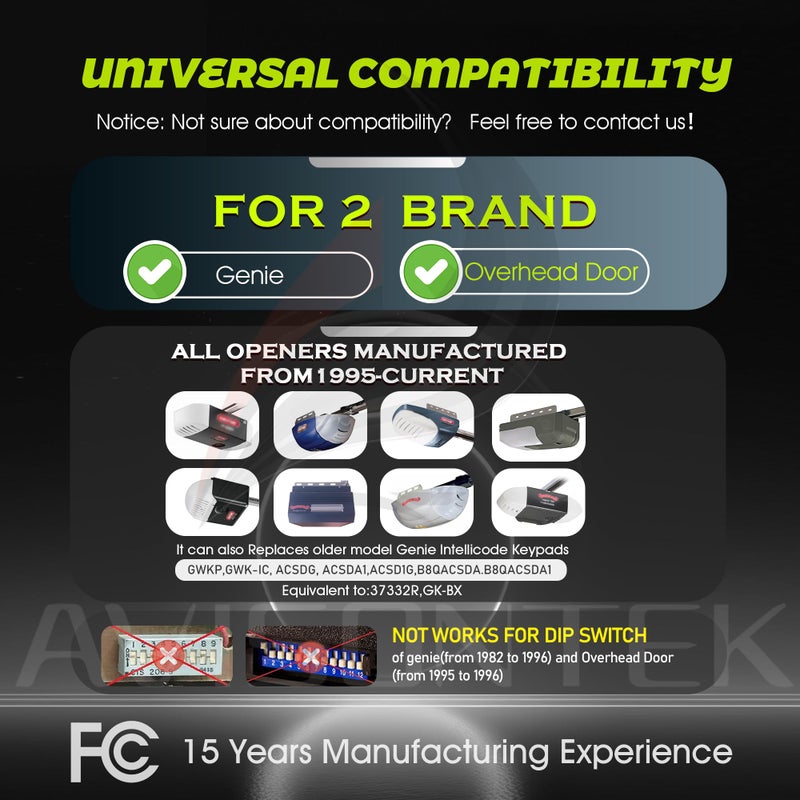 Avisontek Genie Garage Door Opener Keypad & Remote GK-R G1T-BX Intellicode Wireless Keylessã€10 Year Warrantyã€‘ - Image 2