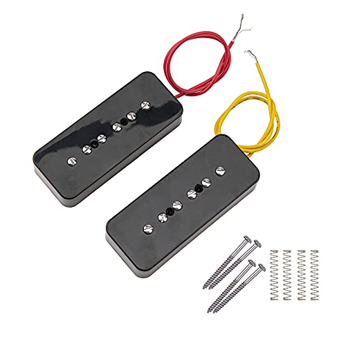 Yootones 2Pcs Yootones P90 Pickup Bridge & Neck Single Coil Pickups Set N/B Compatible with Electric Guitar Parts Replacement (Black) - Image 1