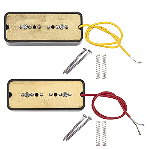 Yootones 2Pcs Yootones P90 Pickup Bridge & Neck Single Coil Pickups Set N/B Compatible with Electric Guitar Parts Replacement (Black) - Image 2