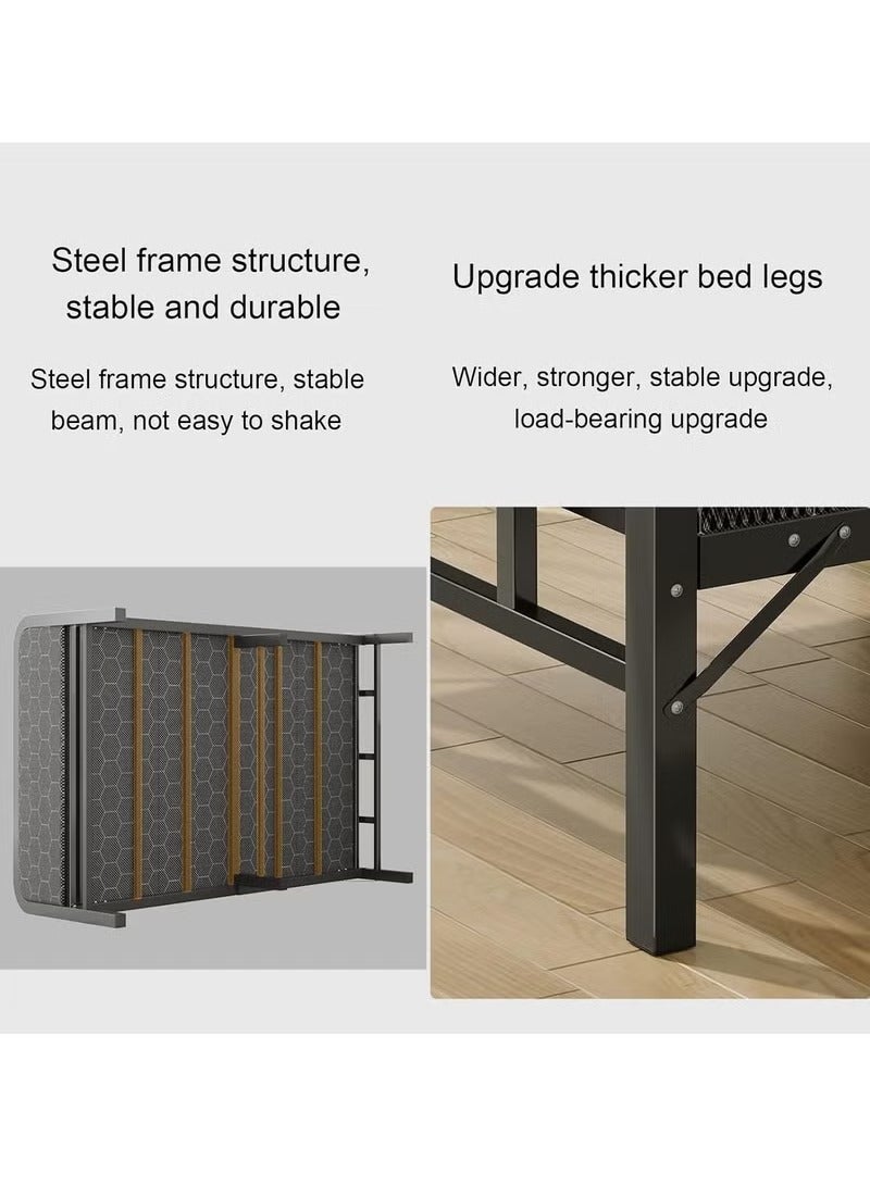 Single Folding Bed with Memory Foam Mattress for Adults,Portable Rollaway Cot Size Guest Bed with Headboard&Sturdy Steel Frame on Wheels,186X75cm - Image 2