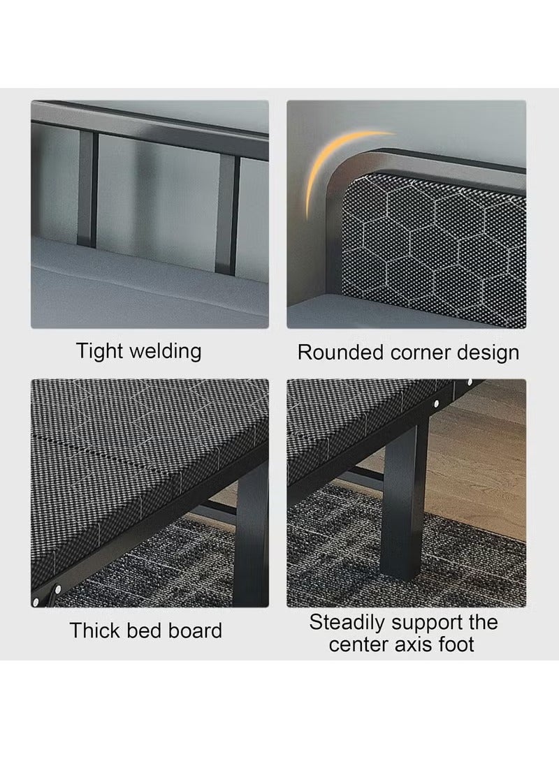 Single Folding Bed with Memory Foam Mattress for Adults,Portable Rollaway Cot Size Guest Bed with Headboard&Sturdy Steel Frame on Wheels,186X75cm - Image 5