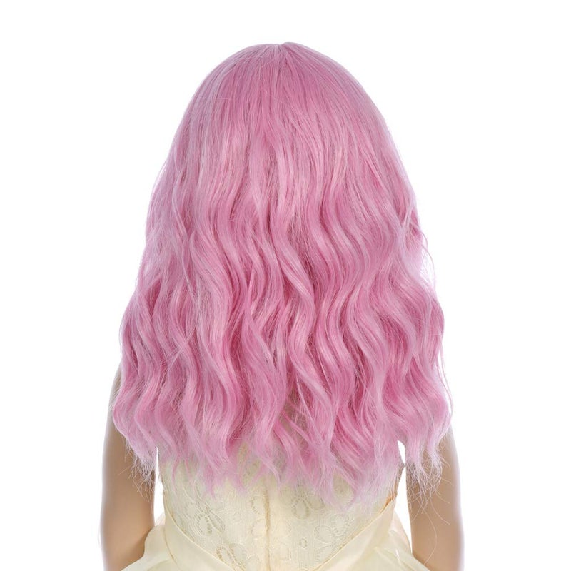 DUDUWIG Girls Light Pink Wig with Air Bangs Kids Short Pink Wavy Curly Wigs Child Synthetic Cosplay Hair - Image 4