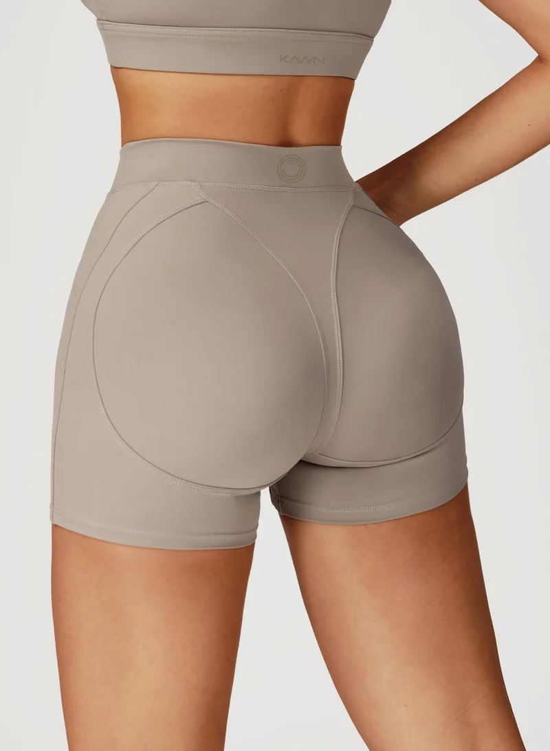 KAWN.YOGA Ivory Beige High Waist Contour Shorts for Women | Best Price UAE