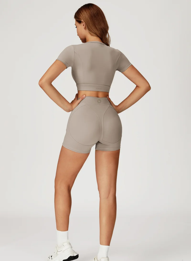 KAWN.YOGA Ivory Beige High Waist Contour Shorts for Women | Best Price UAE
