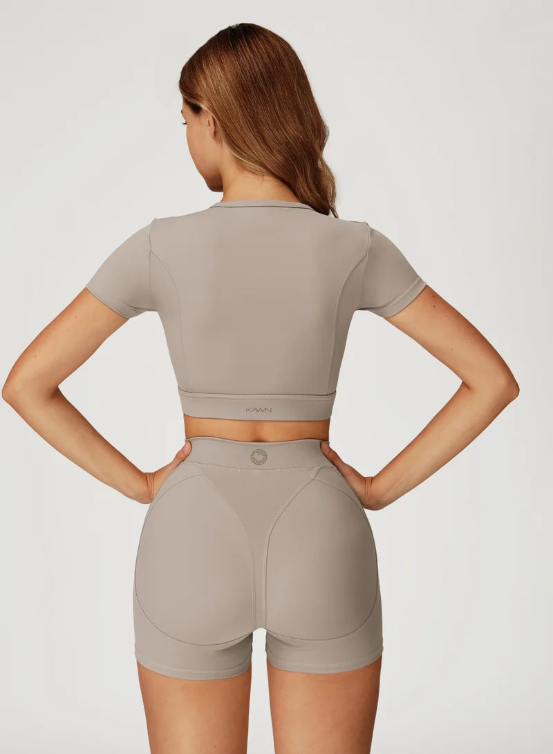 KAWN.YOGA Ivory Beige High Waist Contour Shorts for Women | Best Price UAE