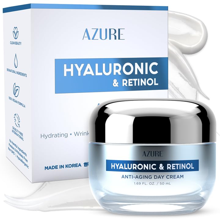 Azure Cosmetics Hyaluronic Acid Moisturizer Face Cream - Dermatologist Tested, Anti-Aging Retinol Cream for Dark Spots, Fine Lines & Wrinkles - Clean Beauty, Korean Skincare - All Skin Type - 1.69 oz - Image 1