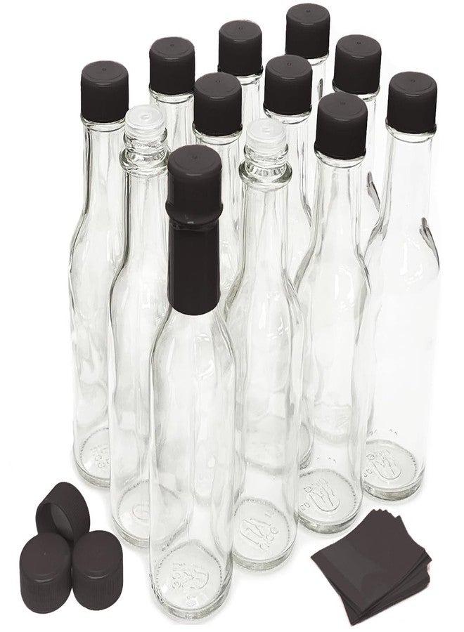 nicebottles Hot Sauce Bottles with Shrink Bands, 5 Oz (Black Cap, 12 Pack) - Image 1