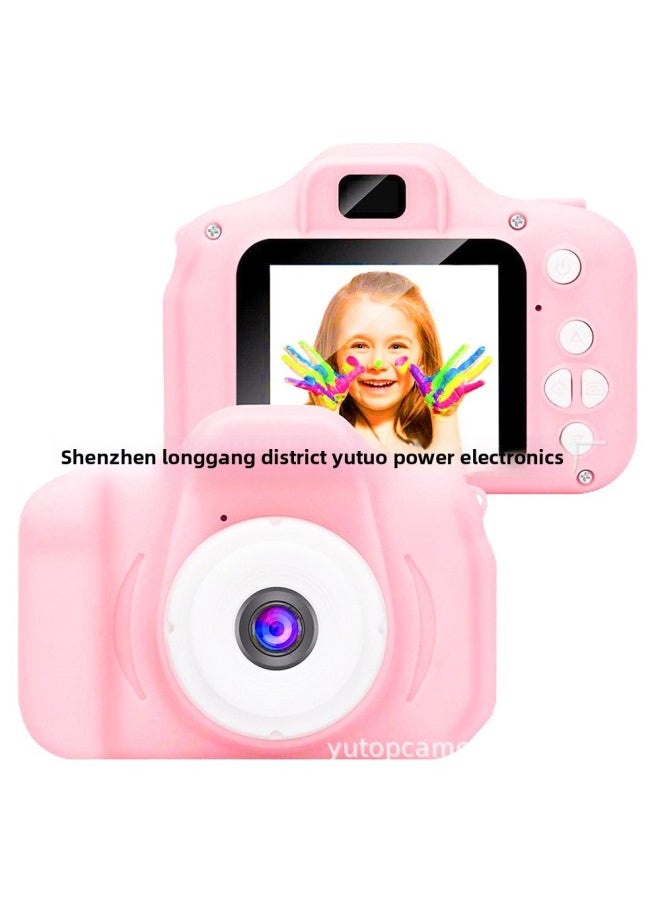 Generic X2 Digital Cartoon SLR Children's Camera High List Photography Dual Camera Children's Toy Camera With Dolphin Silicone Case-Body Color:Pink Puqing Double Photo  - Image 1