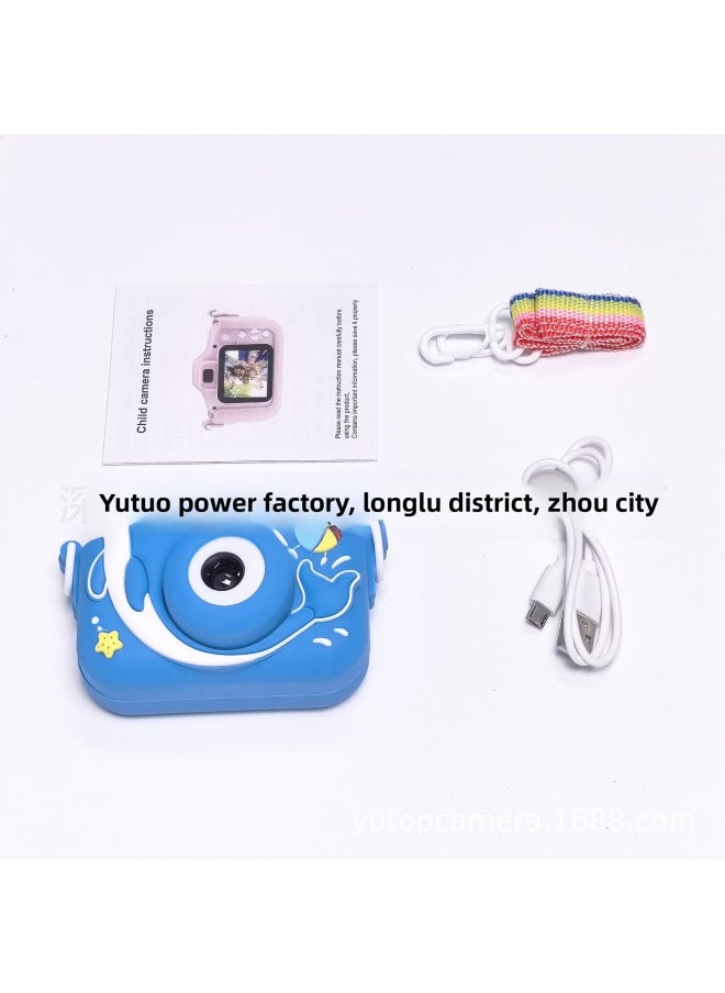 Generic X2 Digital Cartoon SLR Children's Camera High List Photography Dual Camera Children's Toy Camera With Dolphin Silicone Case-Body Color:Pink Puqing Double Photo  - Image 5