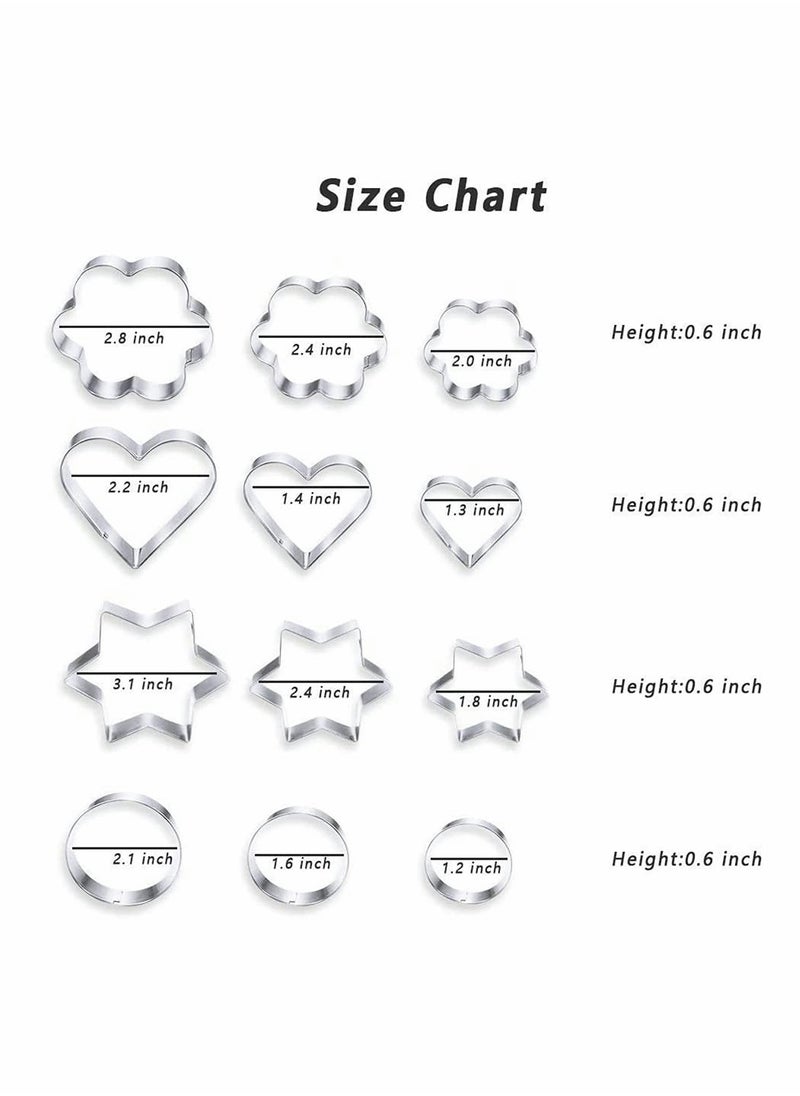 Excefore - Stainless Steel Biscuit Mould, Kitchen DIY Baking Tool Set Flower Round Heart Star Shape Biscuit Stainless Steel Metal Molds Cutters for Kitchen Baking Halloween Small Cookie Cutters (12 PCS) - Image 1