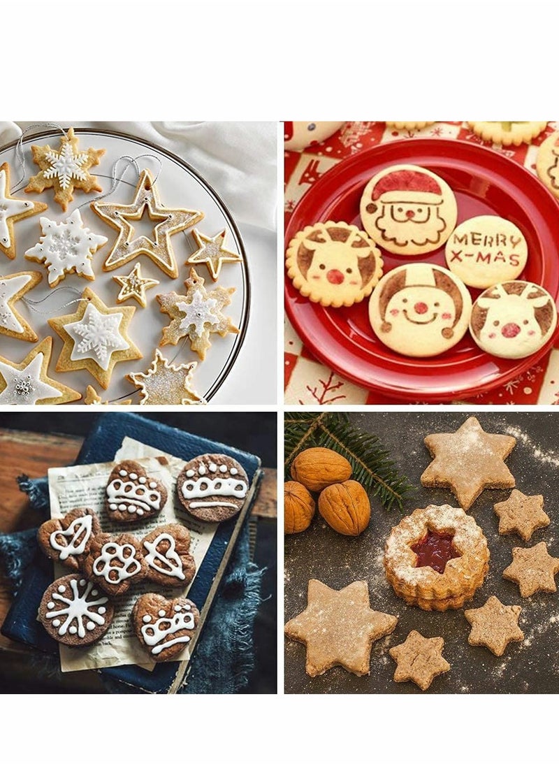 Excefore - Stainless Steel Biscuit Mould, Kitchen DIY Baking Tool Set Flower Round Heart Star Shape Biscuit Stainless Steel Metal Molds Cutters for Kitchen Baking Halloween Small Cookie Cutters (12 PCS) - Image 1