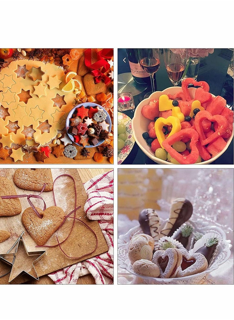 Excefore - Stainless Steel Biscuit Mould, Kitchen DIY Baking Tool Set Flower Round Heart Star Shape Biscuit Stainless Steel Metal Molds Cutters for Kitchen Baking Halloween Small Cookie Cutters (12 PCS) - Image 1
