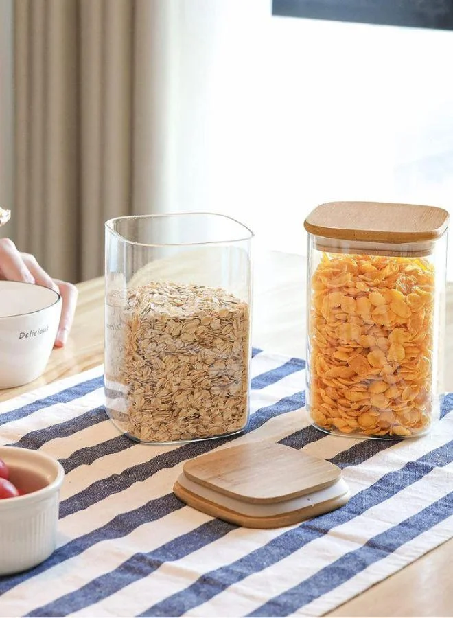 QUESERA Quesera Airtight Glass Storage Canister with Wood Lid