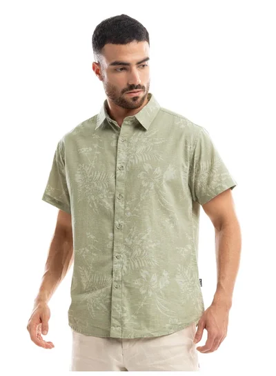 Beyoung Pale Green Floral Printed Shirt for Men