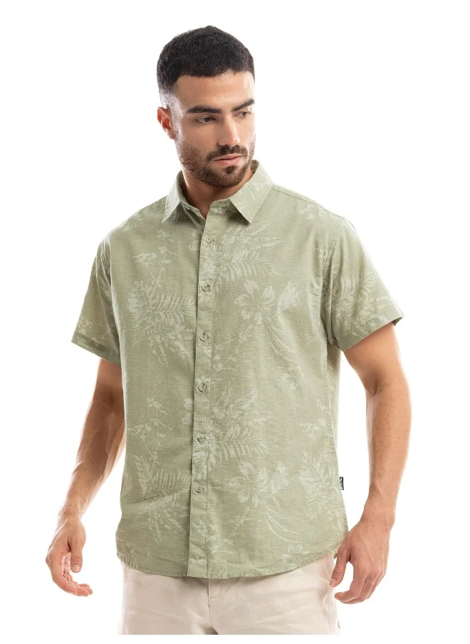 بيونغ Pale Green Floral Printed Shirt for Men