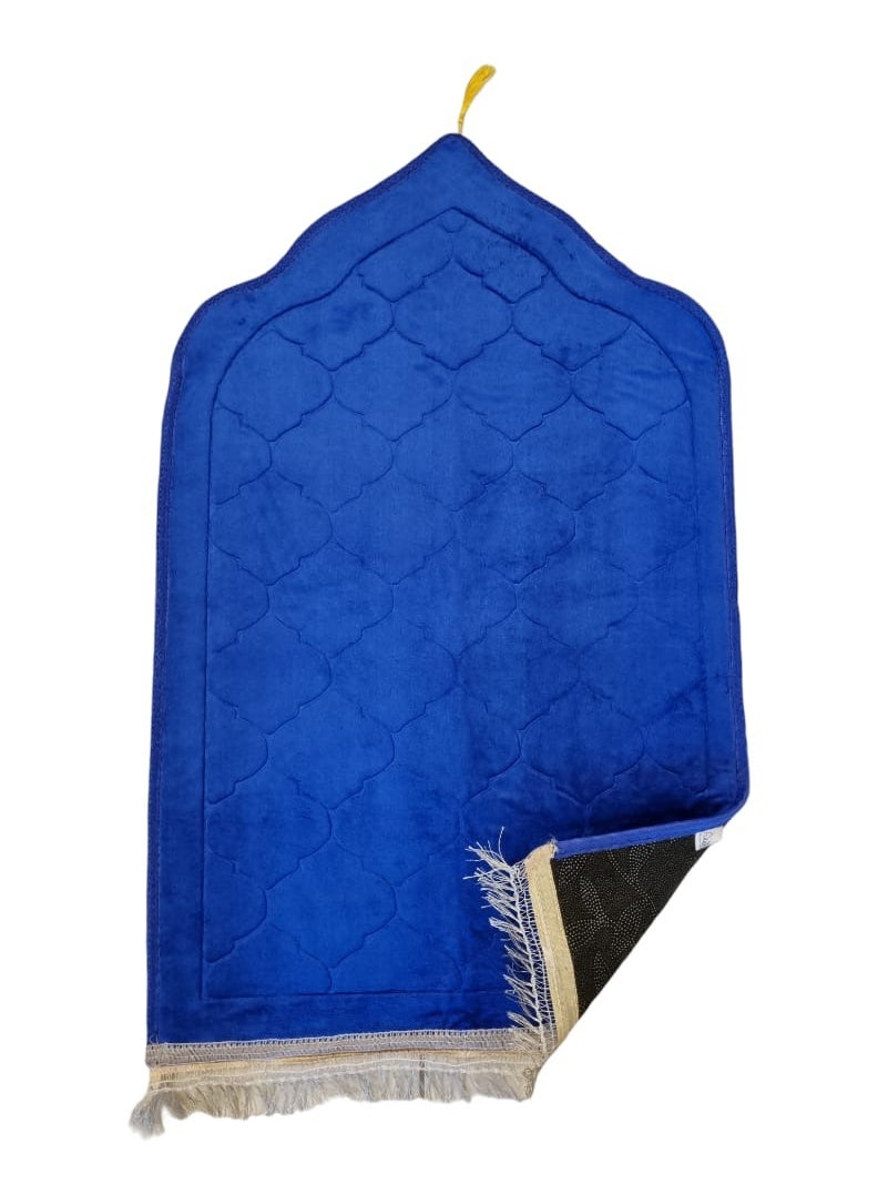 Toko Premium Velvet Prayer Mat | 70*110 cm | Non-Slip Bottom | Thick Padding | Luxurious Velvet Top Surface | Available in Blue, Brown, and Red  - Image 1