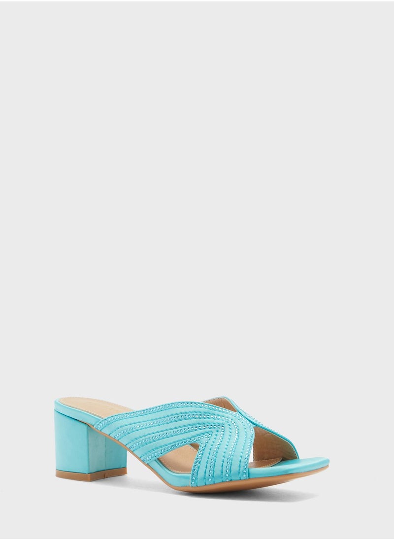 Khizana - Diamante Stitch Cutout Mule Sandal - Image 1