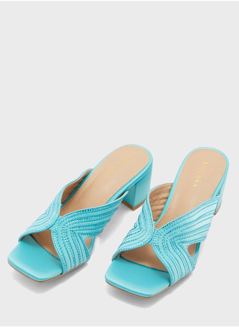 Khizana - Diamante Stitch Cutout Mule Sandal - Image 1