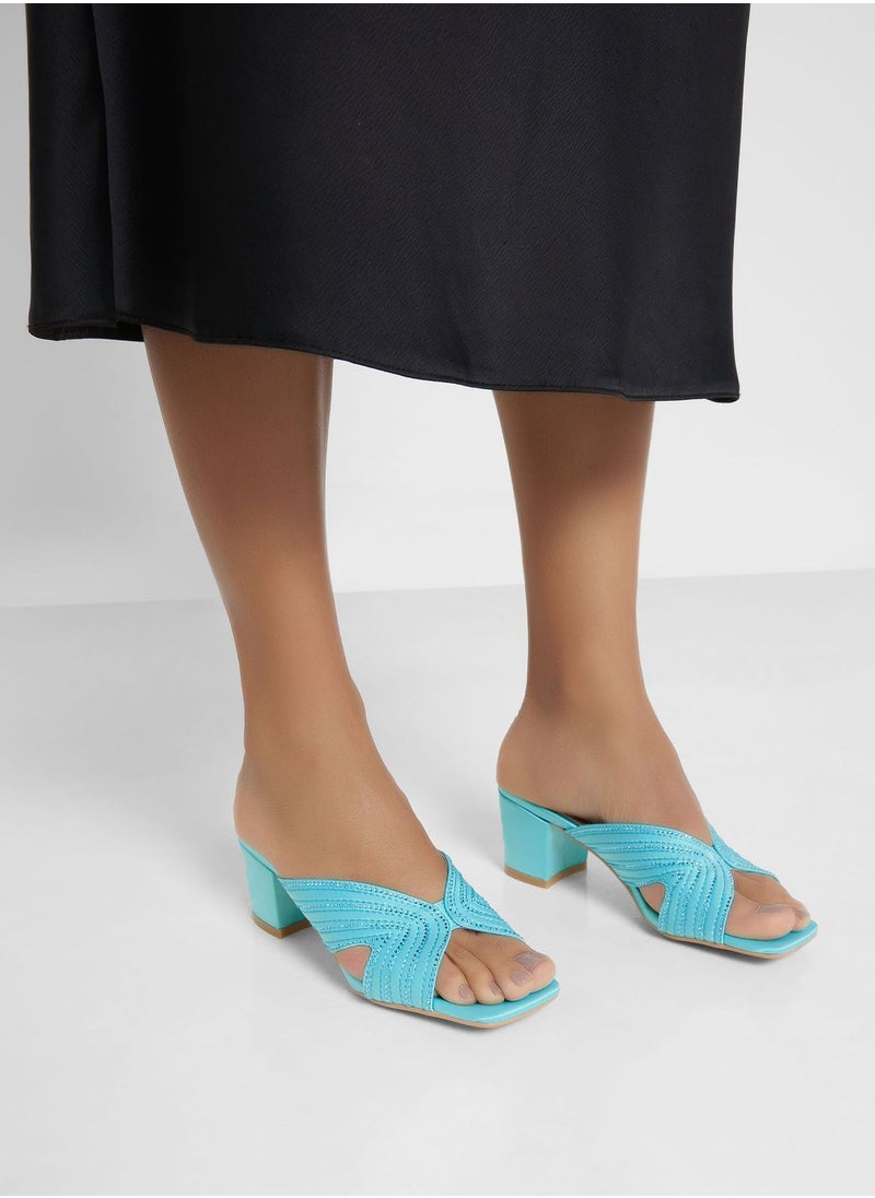 Khizana - Diamante Stitch Cutout Mule Sandal - Image 1