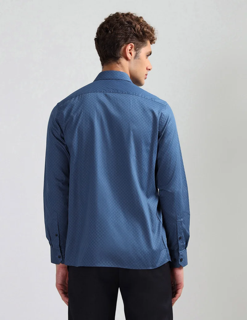 Arrow Dark Blue Liberty Classic Fit Satin Shirt for Men | Best Price UAE