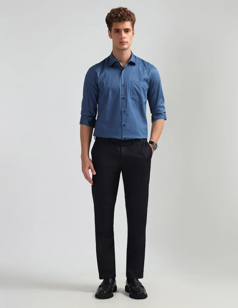 Arrow Dark Blue Liberty Classic Fit Satin Shirt for Men | Best Price UAE