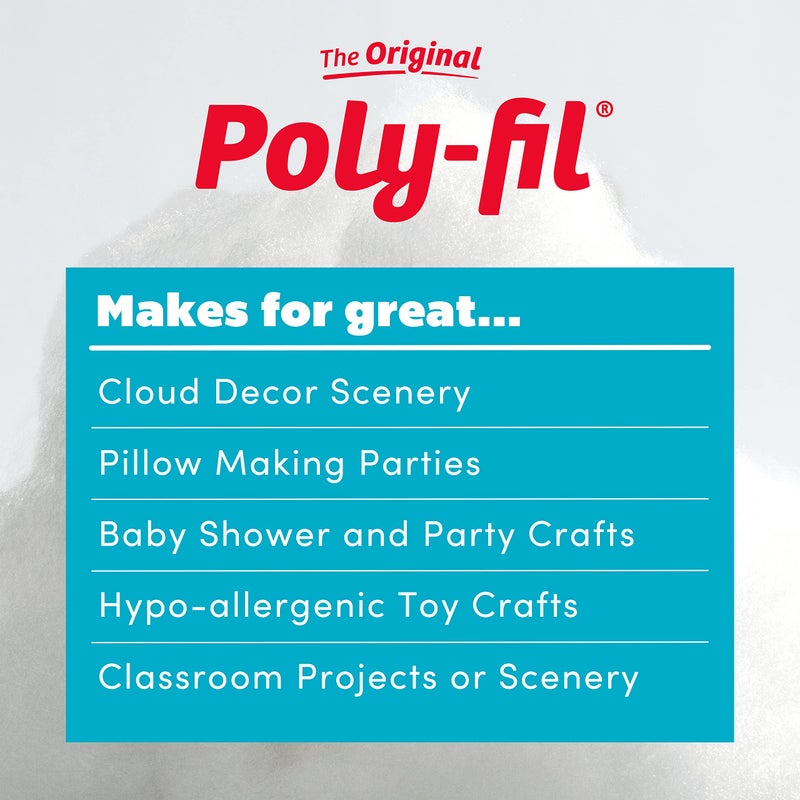 Fairfield The Original Poly-Fil, Premium Polyester Fiber Fill, Soft Pillow Stuffing, Stuffing for Stuffed Animals, Toys, Cloud Decorations, and More, Machine-Washable Poly-Fil Fiber Fill, 5 lb Box - Image 2