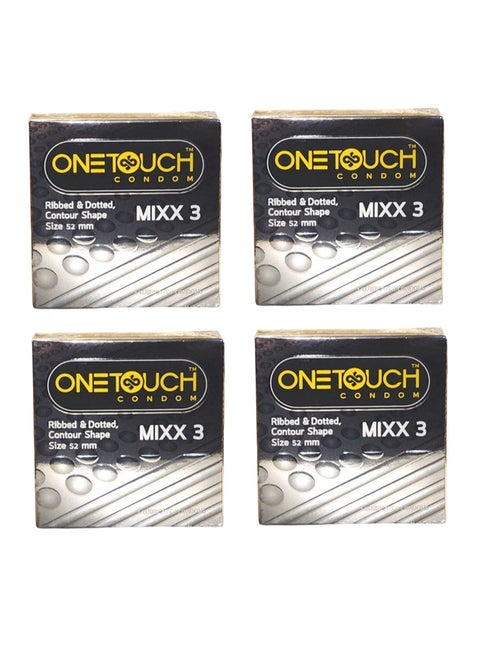 One touch mixx3 ribbed and dotted condoms - 4 packs