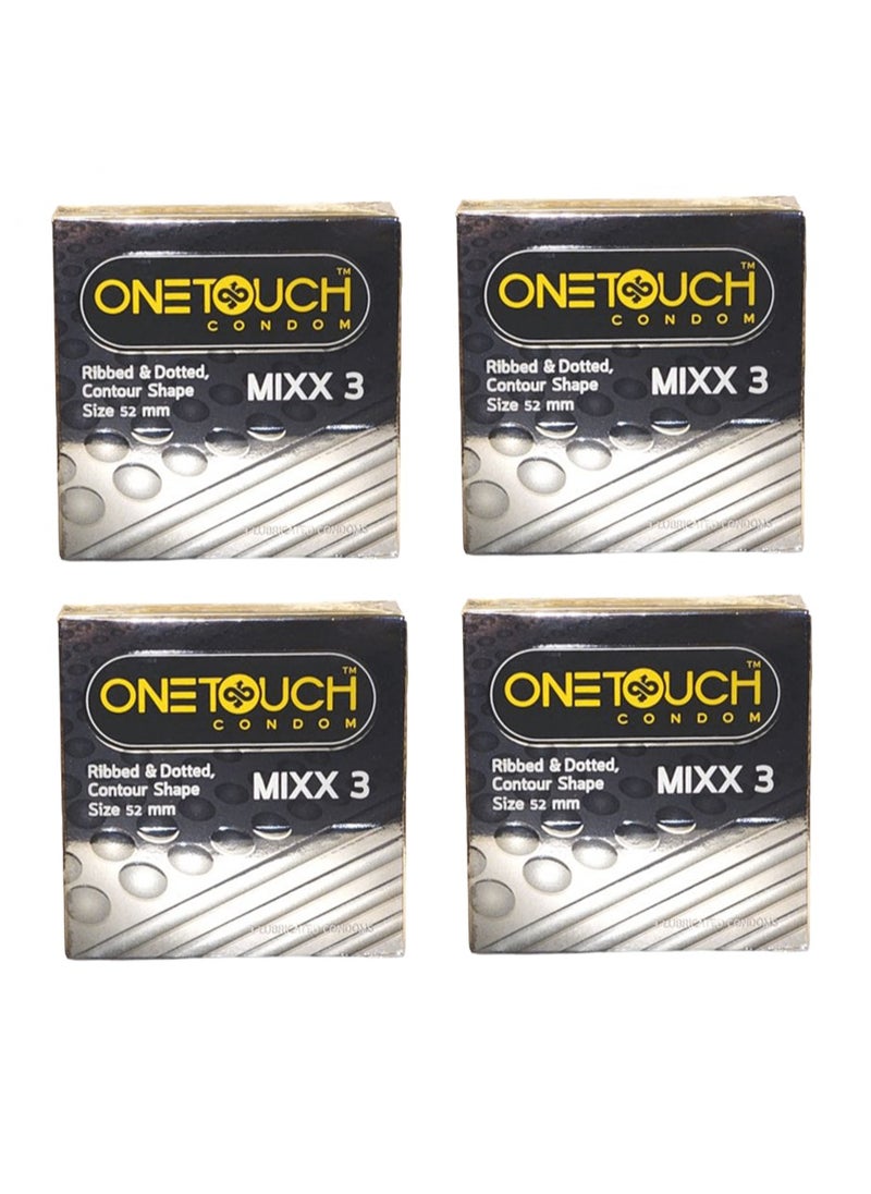 ONETOUCH One touch mixx3 ribbed and dotted condoms - 4 packs  - Image 1