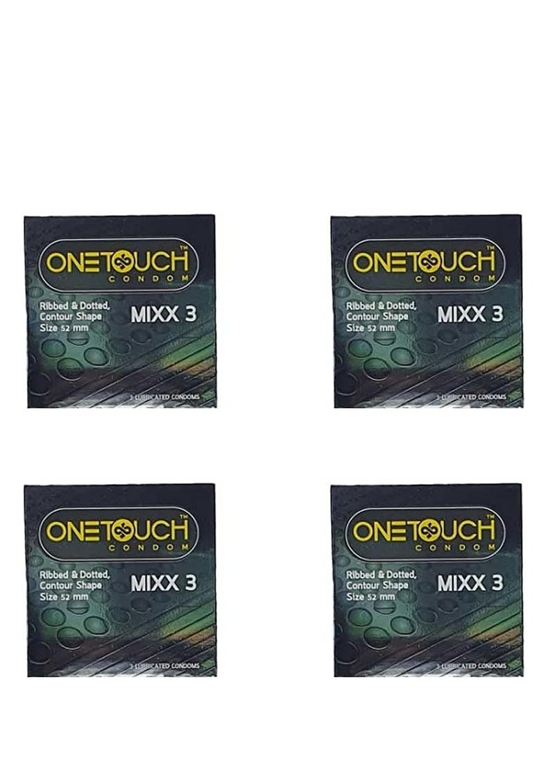 ONETOUCH One touch mixx3 ribbed and dotted condoms - 4 packs  - Image 2