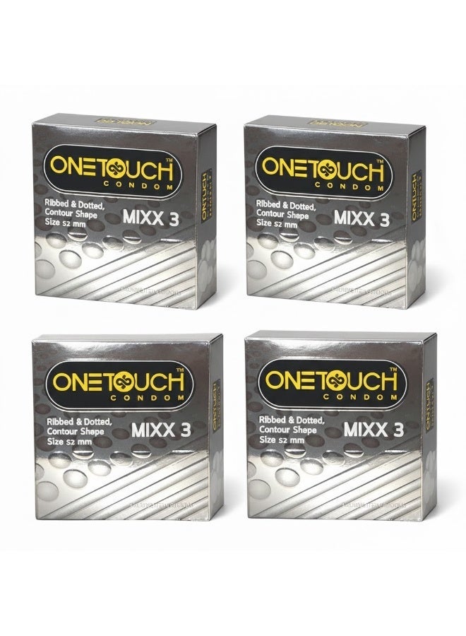 ون تاتش واقي ذكري مضلع ومنقط ميكس 3 من وان تاتش - 4 قطع - Image 1