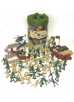 Sunny Days Entertainment Military Battle Group Bucket 100 Assorted Soldiers And Accessories Toy Play Set For Kids Boys And Girls ; Plastic Army Men Figures With Storage Container  - Image 2
