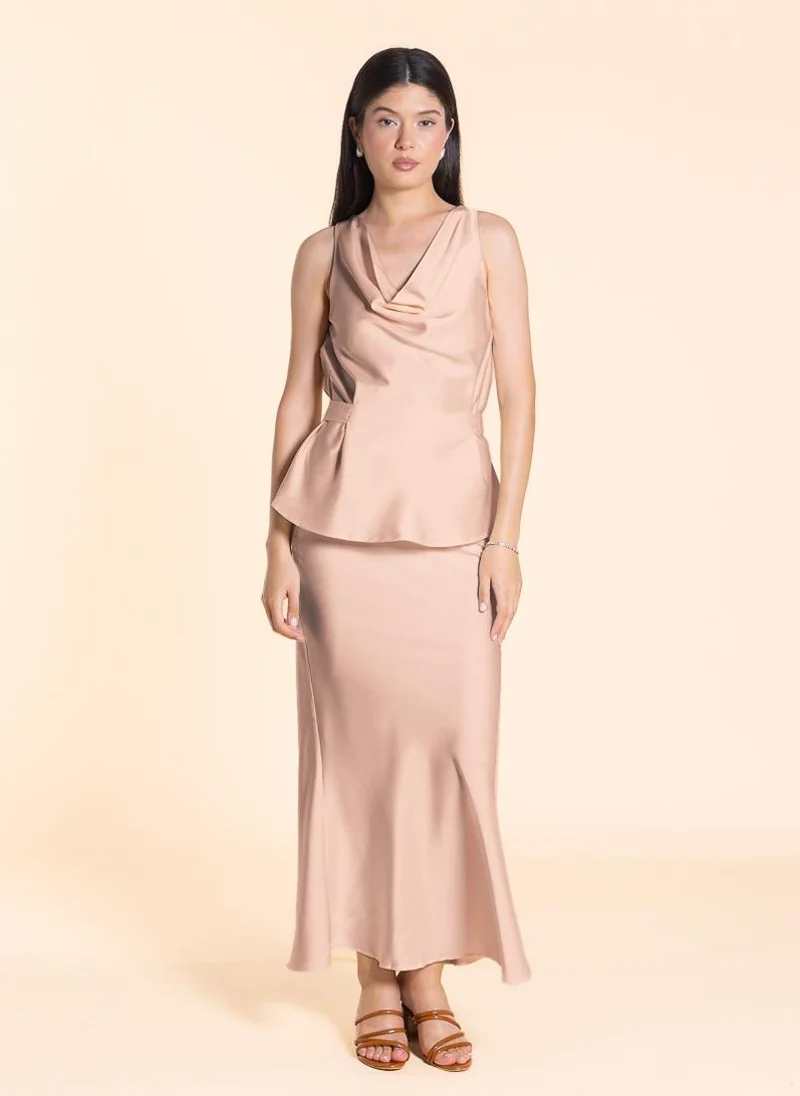 SHAPES DETAILED SATIN SKIRT SET
