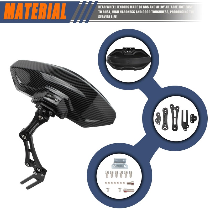 ABCERRSI Motorcycle Wheel Rear Mudguard,Fender Rear Cover Compatible with Universal Motorbikes Scooter Extender Accessories-Black - Image 4