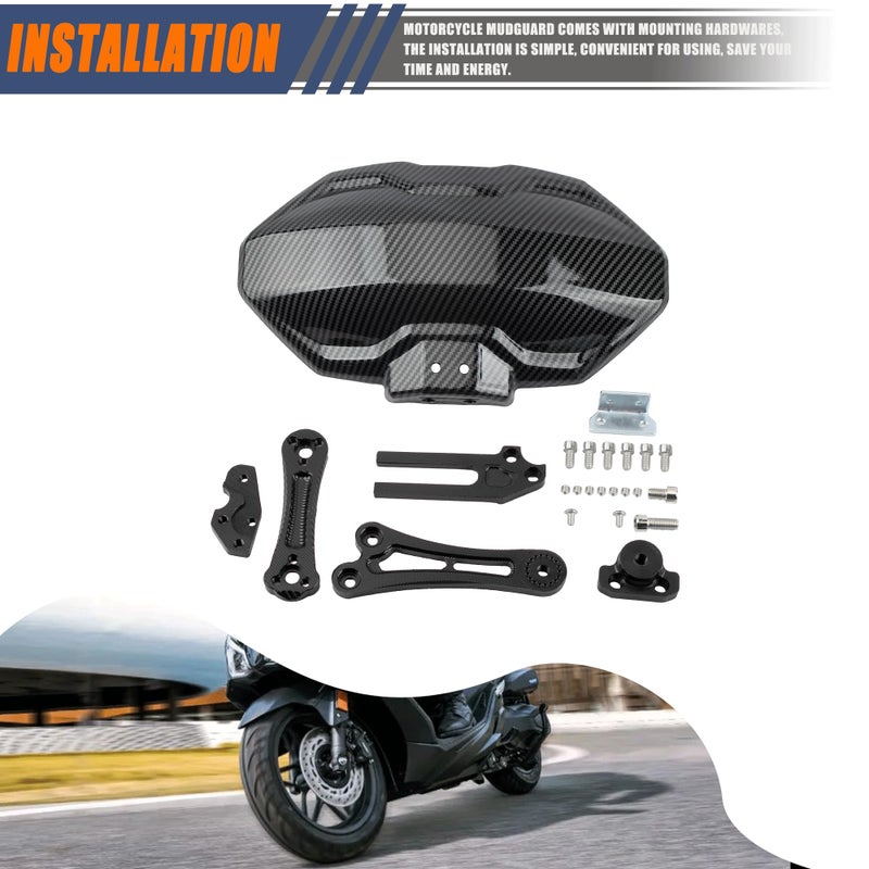 ABCERRSI Motorcycle Wheel Rear Mudguard,Fender Rear Cover Compatible with Universal Motorbikes Scooter Extender Accessories-Black - Image 5