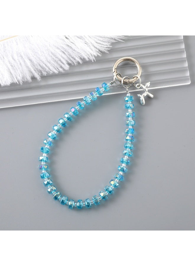 NIBEMINENT Beaded Phone Lanyard, Anti Lost Removable Wrist Strap, Crystal Bracelet Pendant, Phone Keychain Lanyard,K3168/White