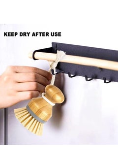 Oasisgalore 2 Pcs Natural Bamboo Dish Scrub Brush Set, Eco-Friendly Kitchen Cleaning Brushes for Dishes, Pots, Pans and Sinks  - Image 4