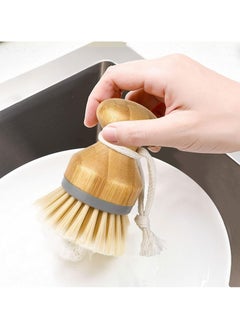 Oasisgalore 2 Pcs Natural Bamboo Dish Scrub Brush Set, Eco-Friendly Kitchen Cleaning Brushes for Dishes, Pots, Pans and Sinks  - Image 5
