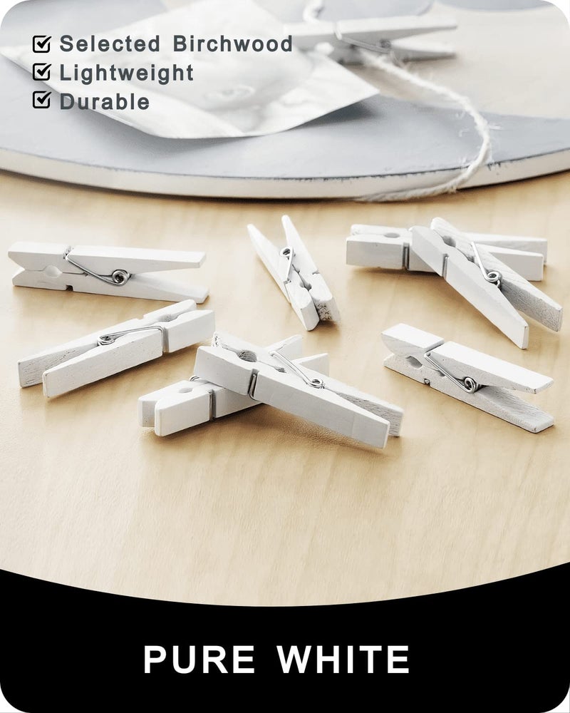 SF SOONEAT Colored Clothespins  Colorful Clothes Pins Wooden Clips Rainbow Colors 50 Pack Decorative Crafts Pegs Photos Pictures Decoration Clip Clothing Hanging Closepins  2.83 Inch (White) - Image 5