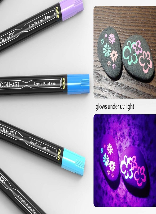 TOOLI-ART Acrylic Paint Markers Paint Pens Special Colors Set Extra Fine And Medium Tip Combo For Rock Painting, Canvas, Fabric, Glass, Mugs, Wood, Ceramics, Plastic, Multi-Surface. Non Toxic, (NEON) - Image 4