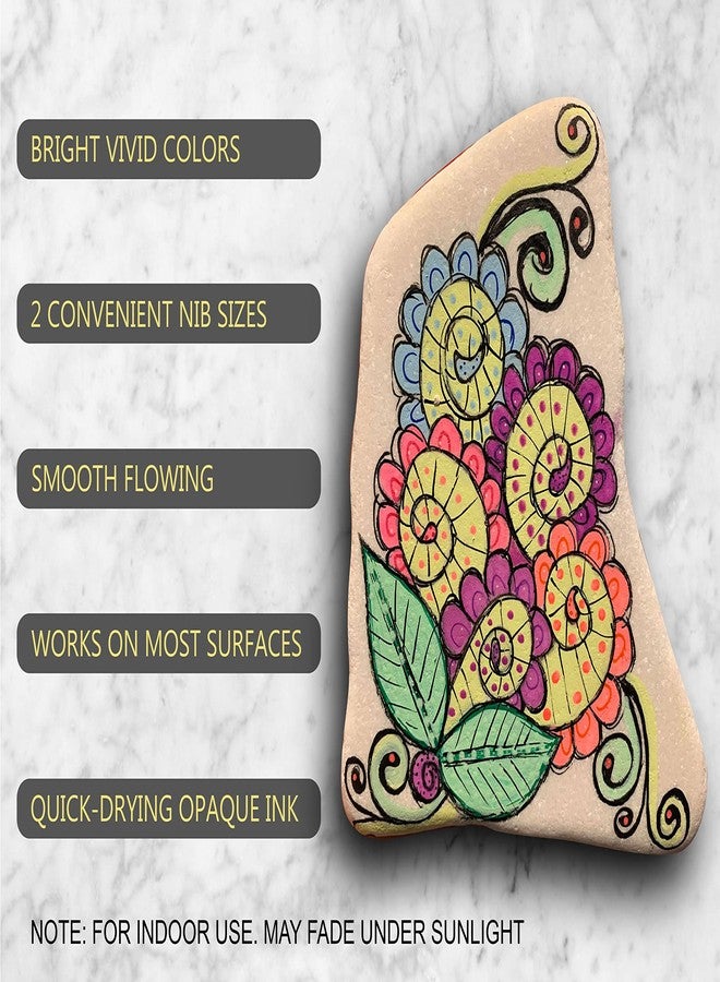 TOOLI-ART Acrylic Paint Markers Paint Pens Special Colors Set Extra Fine And Medium Tip Combo For Rock Painting, Canvas, Fabric, Glass, Mugs, Wood, Ceramics, Plastic, Multi-Surface. Non Toxic, (NEON) - Image 5