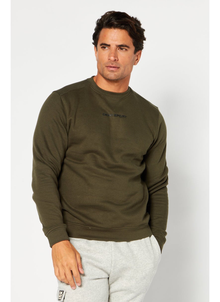 DKNY Sport Men Sportswear Fit Long Sleeve Training Sweatshirt, Army Green  - Image 1
