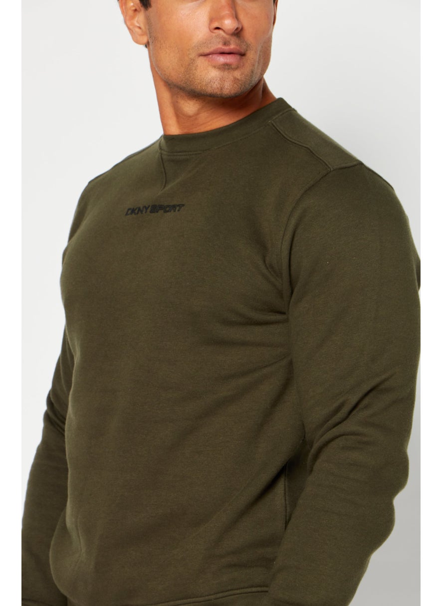 DKNY Sport Men Sportswear Fit Long Sleeve Training Sweatshirt, Army Green  - Image 2