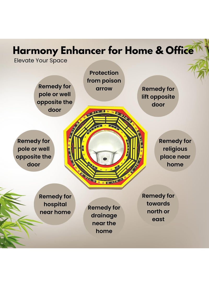 Plus Value Plus Value Wood FengShui Pakua Bagua Convex Mirror for Home Office Shop Business Main Door Entrance Protection Evil Eye Positive Energy 45Inches Wall Hanging Decor Multi Colour  - Image 2