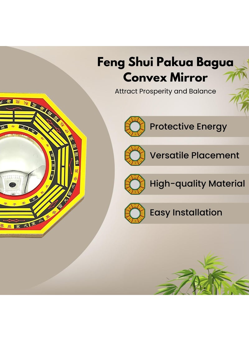 Plus Value Plus Value Wood FengShui Pakua Bagua Convex Mirror for Home Office Shop Business Main Door Entrance Protection Evil Eye Positive Energy 45Inches Wall Hanging Decor Multi Colour  - Image 5