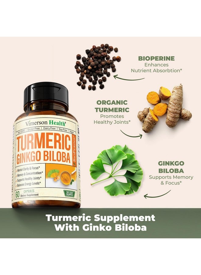 Vimerson Health Turmeric Curcumin with Black Pepper and Ginkgo Biloba supplements. Natural Turmeric Supplement with Organic Tumeric to aid Joint Health, Brain Clarity, Focus, Memory, and Concentration. Vegan. 60 Caps - Image 5