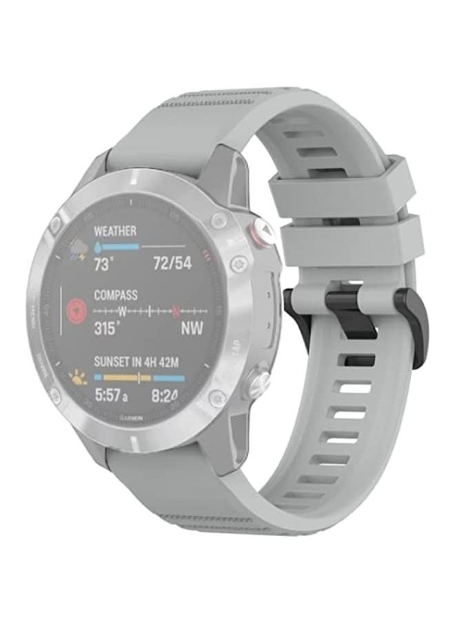 Generic - Band For Garmin Fenix 6 22mm Quick Release Official Texture Wrist Strap Watchband with Plastic Button Grey - Image 1
