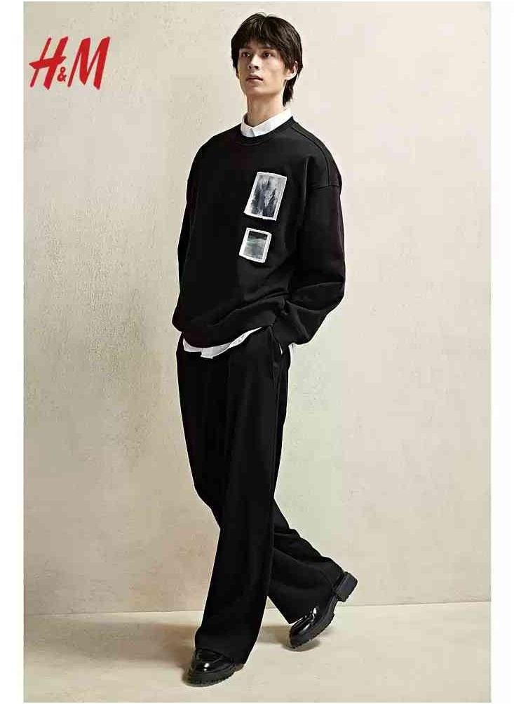 H and M - HM New Fashionable Casual Round Neck Loose American Long Sleeved Sweatshirt - Image 1